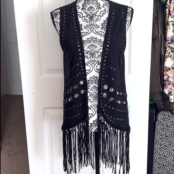 AKIRA Jackets & Blazers - Akira Suede Embellished Fringe Vest